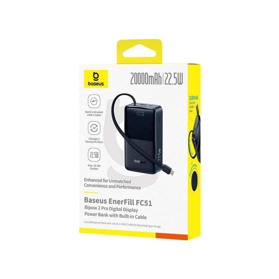 Портативный аккумулятор Baseus EnerFill FC51 Bipow2 Pro, 20000mAh, 22.5W, черный — 3