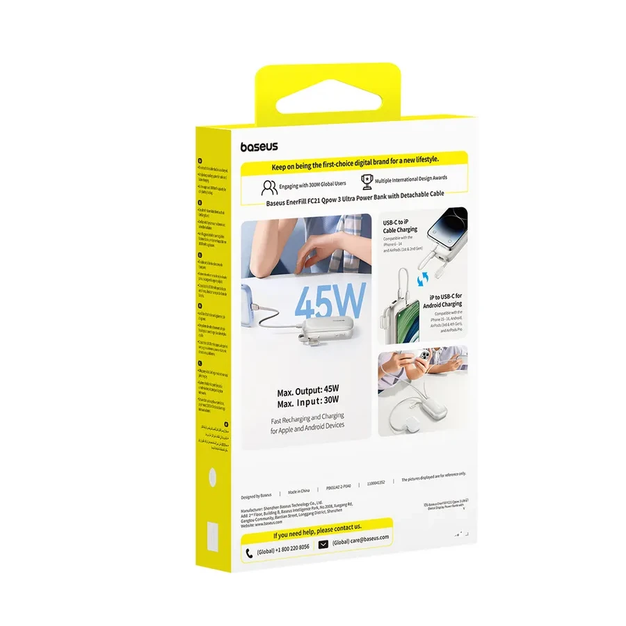 Портативный аккумулятор Baseus EnerFill FC21 Qpow 3 Ultra, 10000mAh, 45W, titaniumi — 3