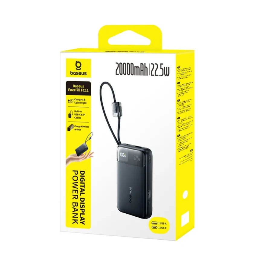 Портативный аккумулятор Baseus EnerFill FC11, 20000mAh, 22.5W, черный — 3