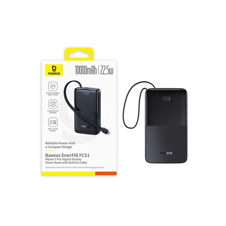Портативный аккумулятор Baseus EnerFill FC51 Bipow2, 10000mAh, 22.5W, черный