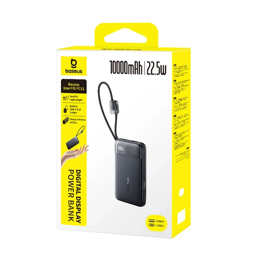 Портативный аккумулятор Baseus EnerFill FC11, 10000mAh, 22.5W, черный — 2