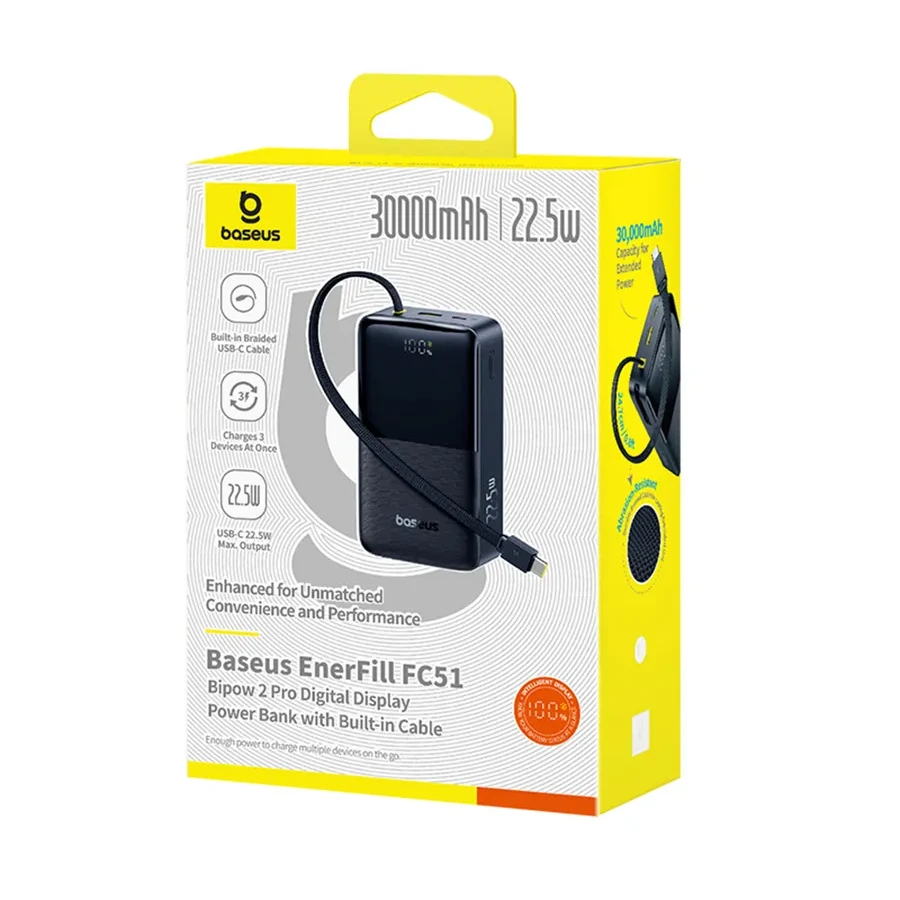 Портативный аккумулятор Baseus EnerFill FC51, 30000mAh, 22.5W, черный — 2