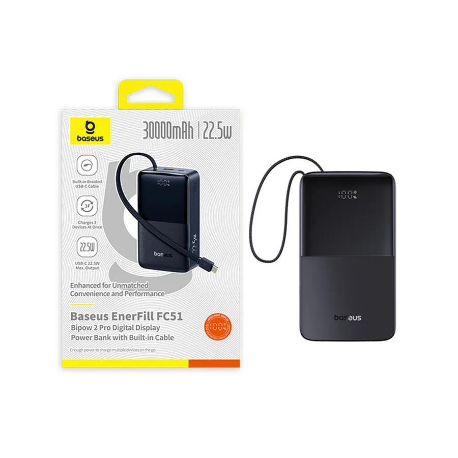 Портативный аккумулятор Baseus EnerFill FC51, 30000mAh, 22.5W, черный — 3