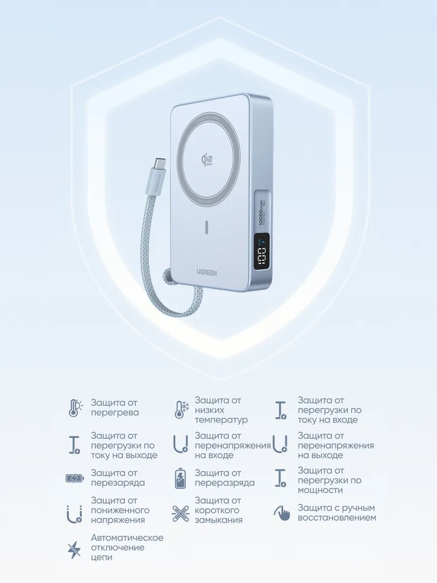 Павербанк UGREEN PB773 10000mAh 30W Magnetic — 4