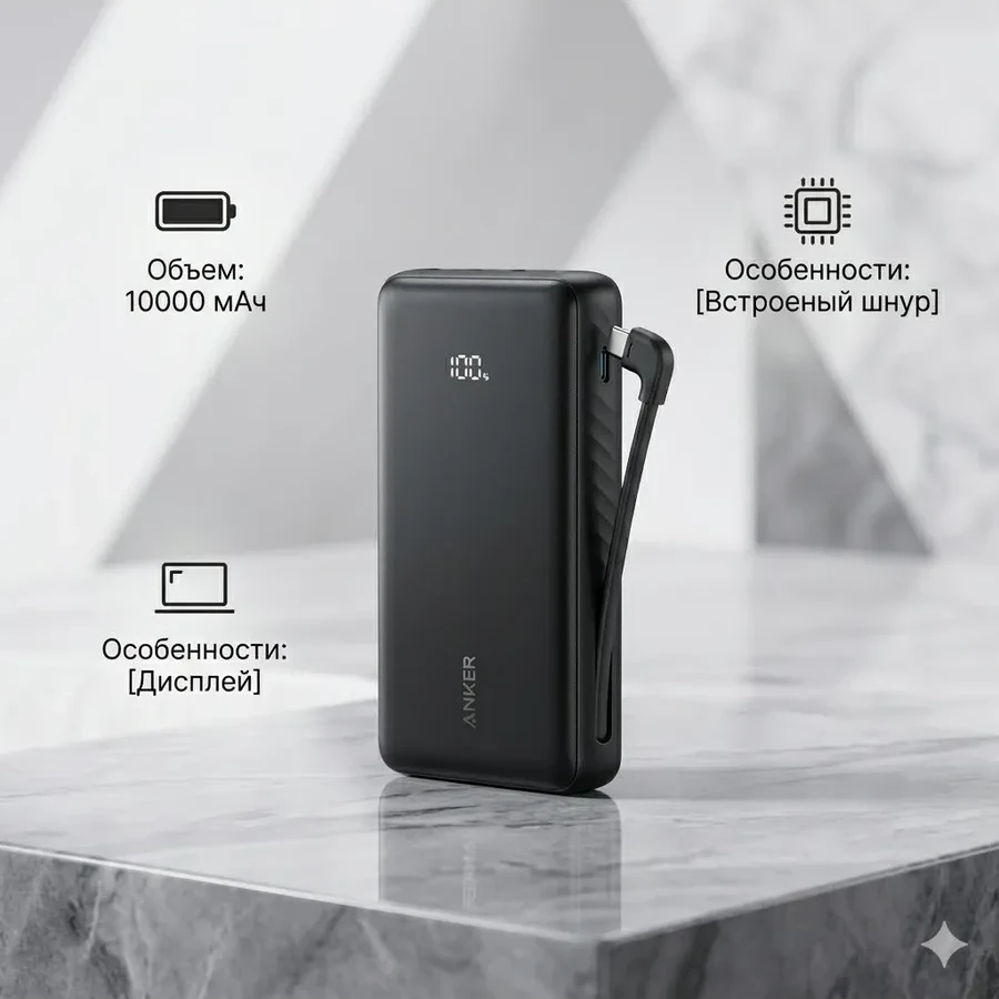 Портативный внешний аккумулятор Anker 20000mAh (A110EH11) Черный