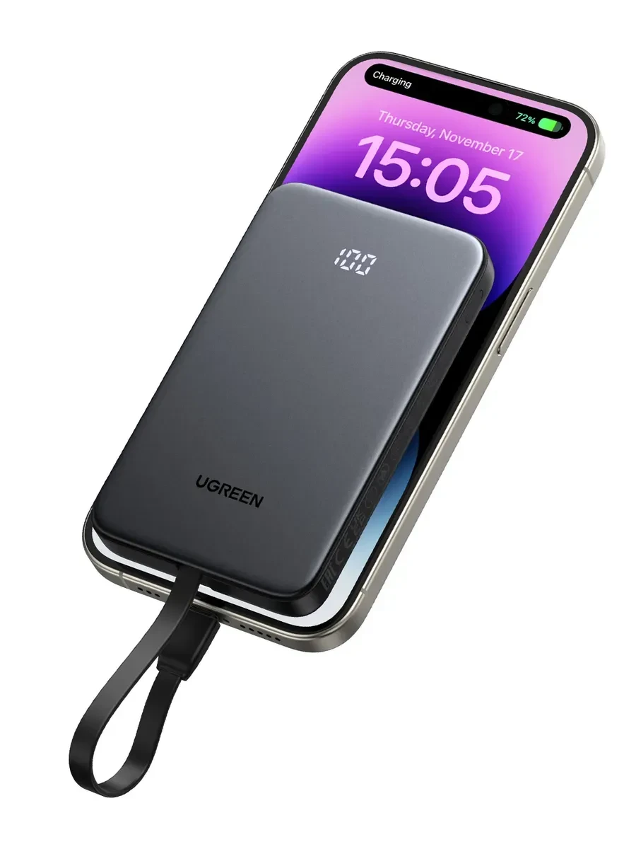 Пауэрбанк Ugreen 75161B 10000mAh 20W 1C1A Powerbank with 1* 20W Built-in Cable — 3