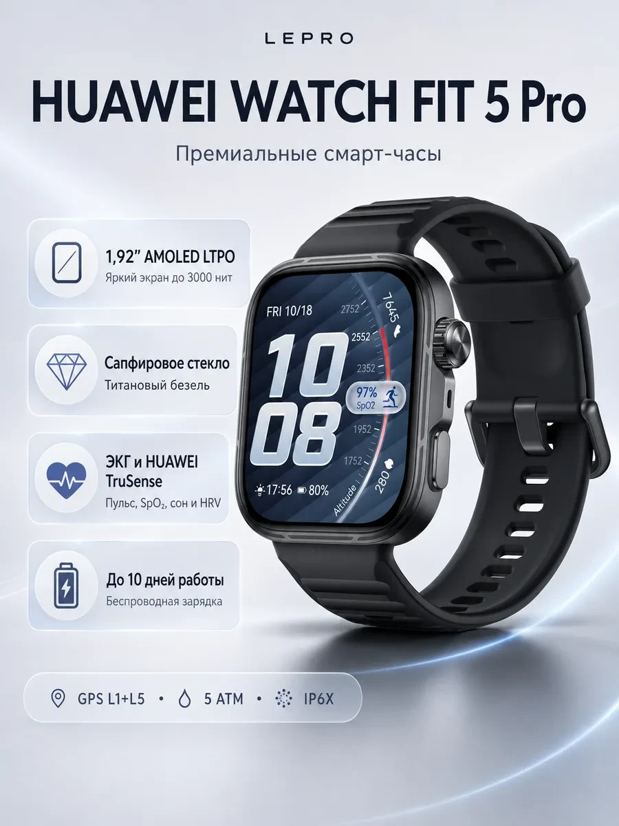 Смарт часы Huawei Watch Fit 5 Pro NKI-B29 Black