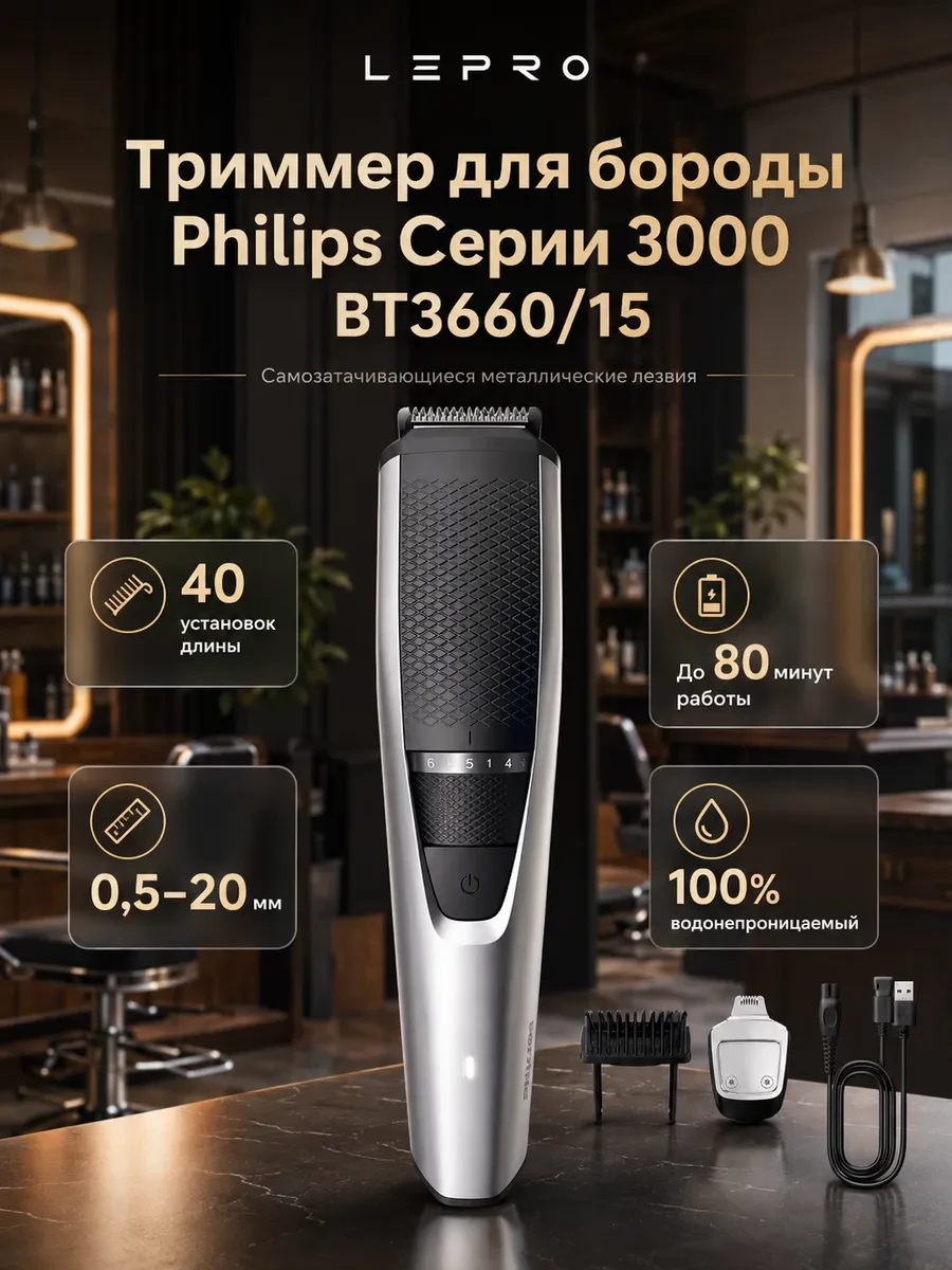 Триммер для бороды Philips Серии 3000 BT3660/15