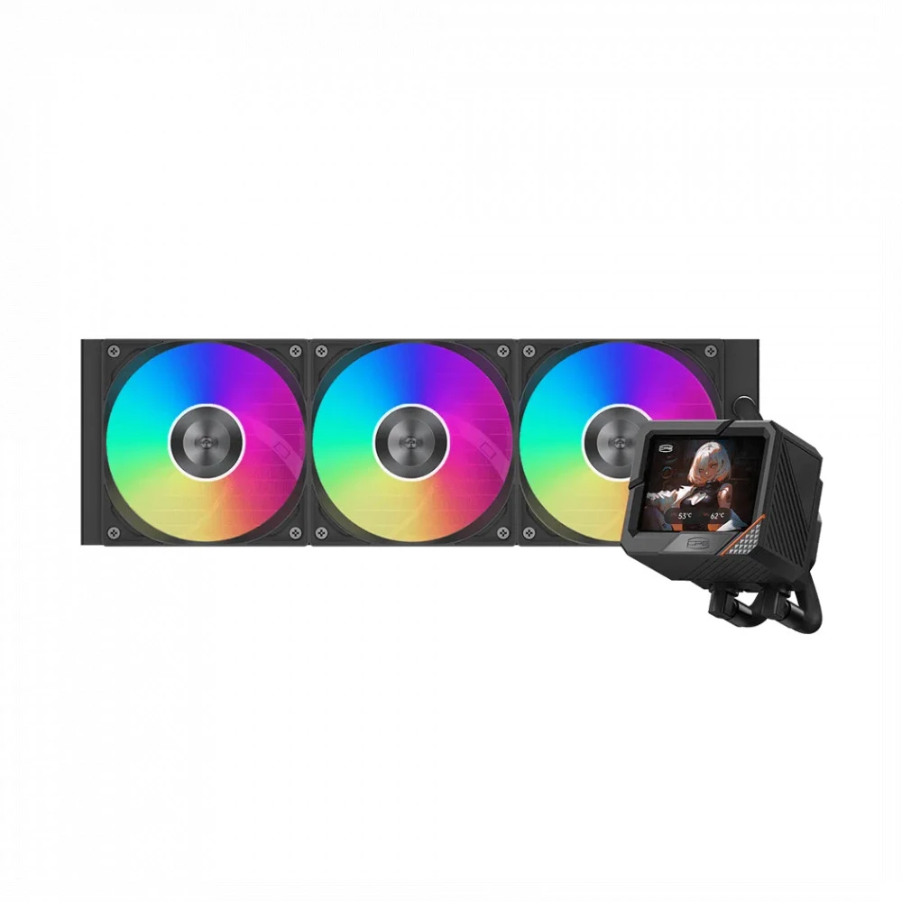 Водяное охлаждение для CPU PCCooler GT360M ARGB Display BK 115X/1200/1700/1851/AM4/AM5 Черный