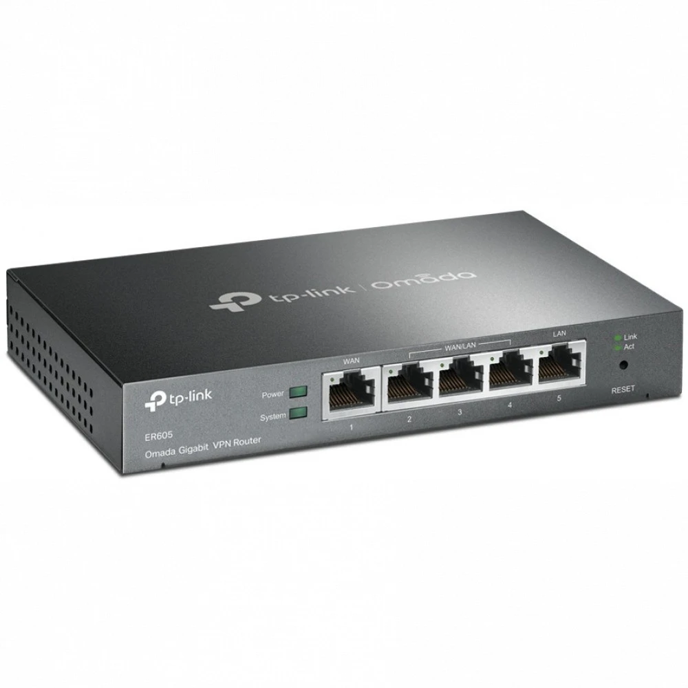 Маршрутизатор Multi-WAN GbE VPN Tp-Link ER605 <5 GbE портов (1 фиксированный WAN, 2 фиксированный LAN, 2 настраиваемых GbE WAN/LAN), 1 порт USB 2.0 для создания резервного подключения WAN через USB-модем 3G/4G, 20 VPN-туннелей IPsec, интегрирация с Omada — 2