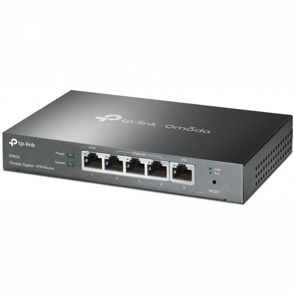 Маршрутизатор Multi-WAN GbE VPN Tp-Link ER605 <5 GbE портов (1 фиксированный WAN, 2 фиксированный LAN, 2 настраиваемых GbE WAN/LAN), 1 порт USB 2.0 для создания резервного подключения WAN через USB-модем 3G/4G, 20 VPN-туннелей IPsec, интегрирация с Omada — 4