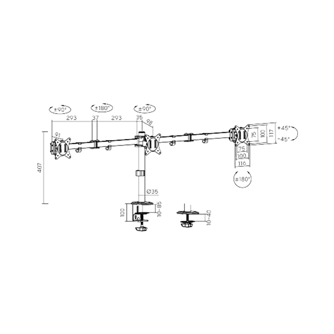 Настольный кронштейн XG MG-1727T для 3-х мониторов (17"-27") — 4