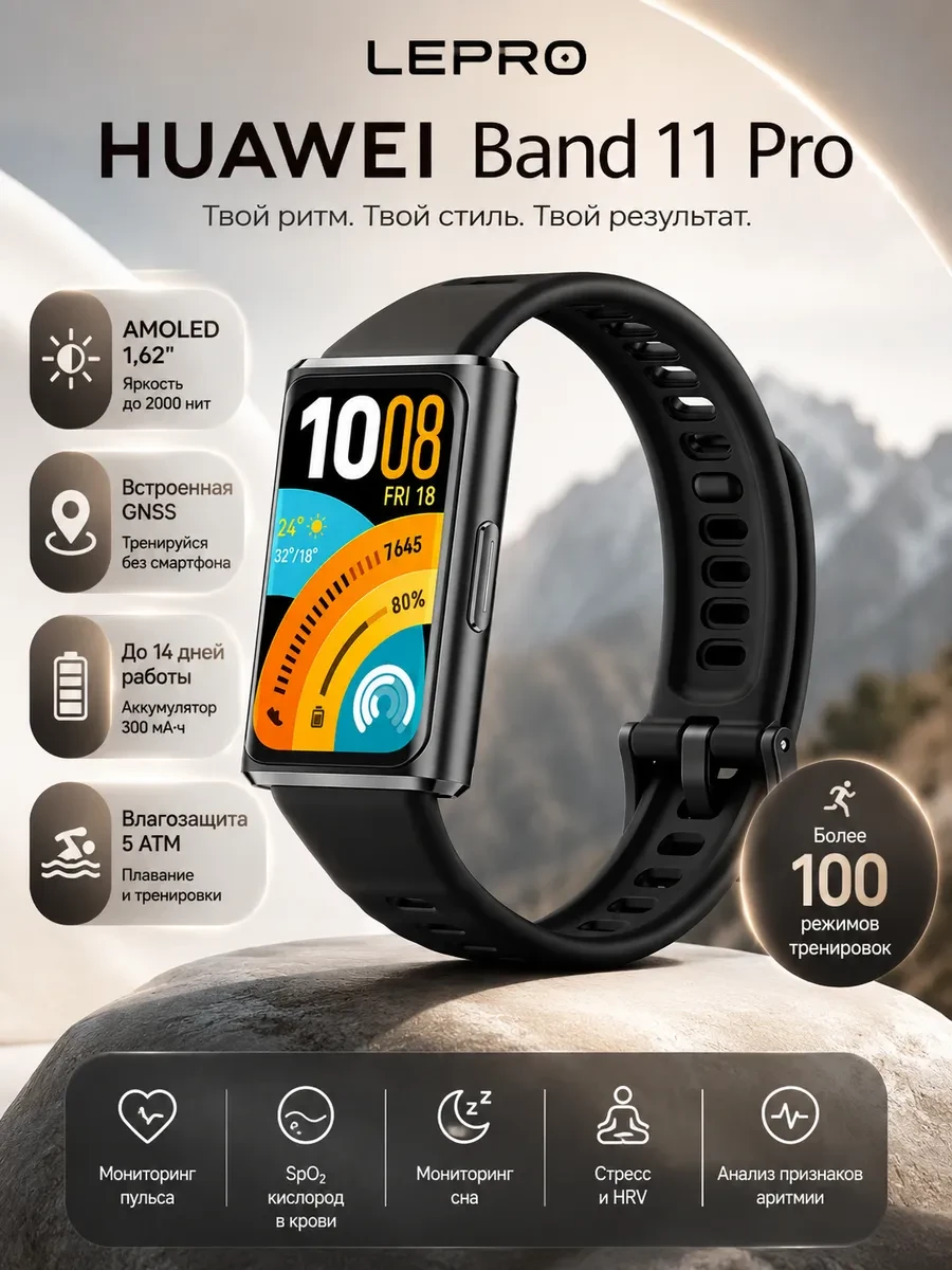 Умный браслет Huawei Band 11 Pro Candy-B49F Black