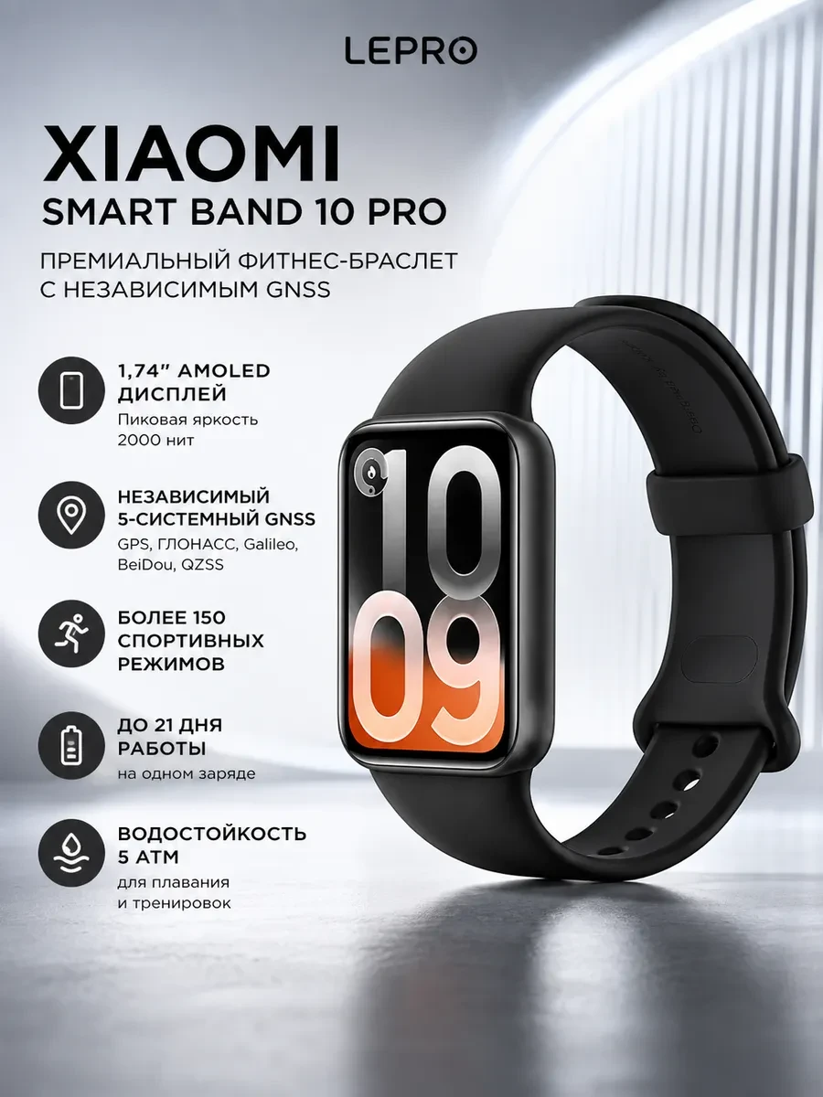 Фитнес браслет Xiaomi Smart Band 10 Pro Midnight Black