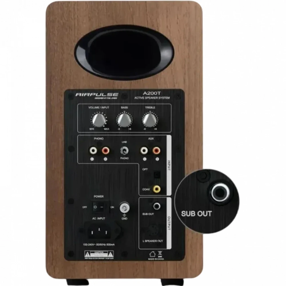 Акустическая система Bluetooth Edifier A200T Walnut <2.0, RMS 130Вт, 46Гц-20кГц, BT,Phono/Aux/OPT/C> — 5