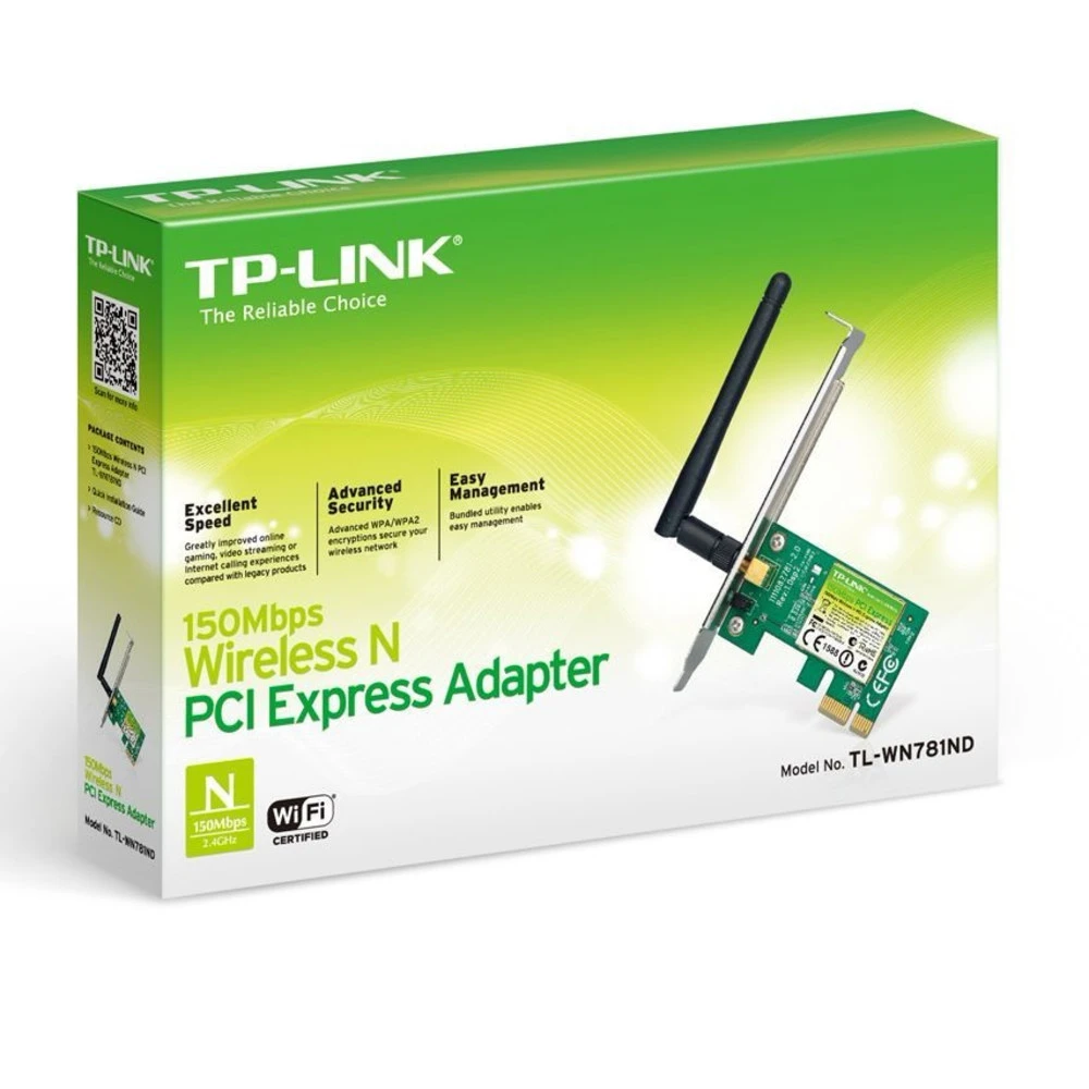 Сетевая карта TP-Link Wireless TL-WN781ND, 802.11b/g/n, 150 Мбит/с, 2.4GHz, PCI-e x1 — 2