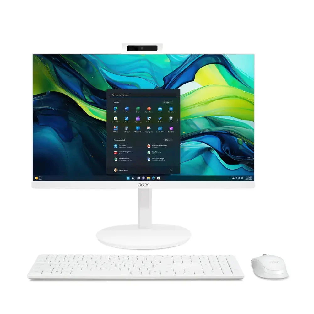 Моноблок Acer Veriton Z2417G (White) / Intel Core Ultra 5 115U / 16 ГБ DDR5 (2 слота, макс. 32 ГБ) / 512 ГБ M.2 PCIe NVMe SSD / 27" Full HD IPS non‑touch (144 Hz) / встроенный Intel Arc Graphics / Gigabit LAN + HD аудио / встроенная выдвижная 5 MP QHD веб — 2
