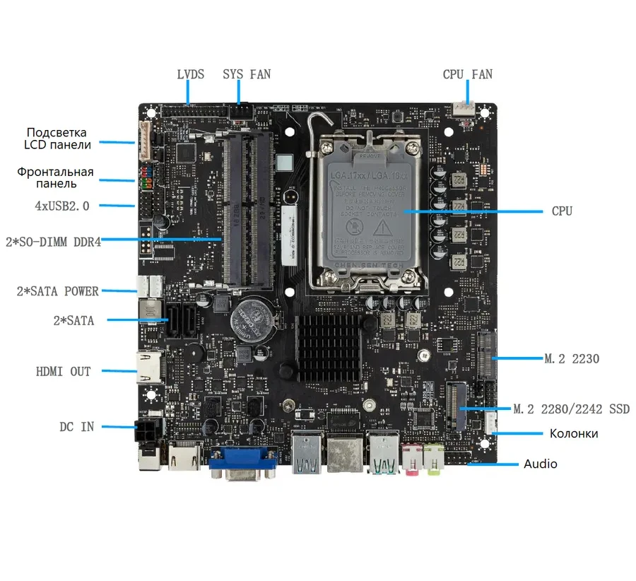 Моноблочная система Wintek BF2402 23.8'' FHD IPS (подставка с возможностью регулировки по высоте и портретного режима)/MB H610/SO-DIMM DDR4/WiFi/BT/Card Reader/клавиатура+мышь, блок питания 220Вт HuntKey — 5