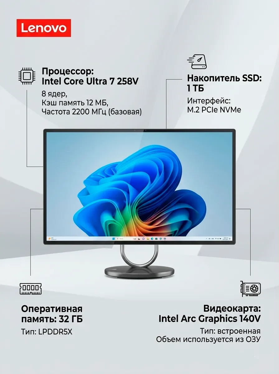 Моноблок Lenovo AIO Yoga 32ILL10 31,5"UHD/Core Ultra 7-258V (capilot)/32gb/1TB/Win11 (F0HX001ERU)