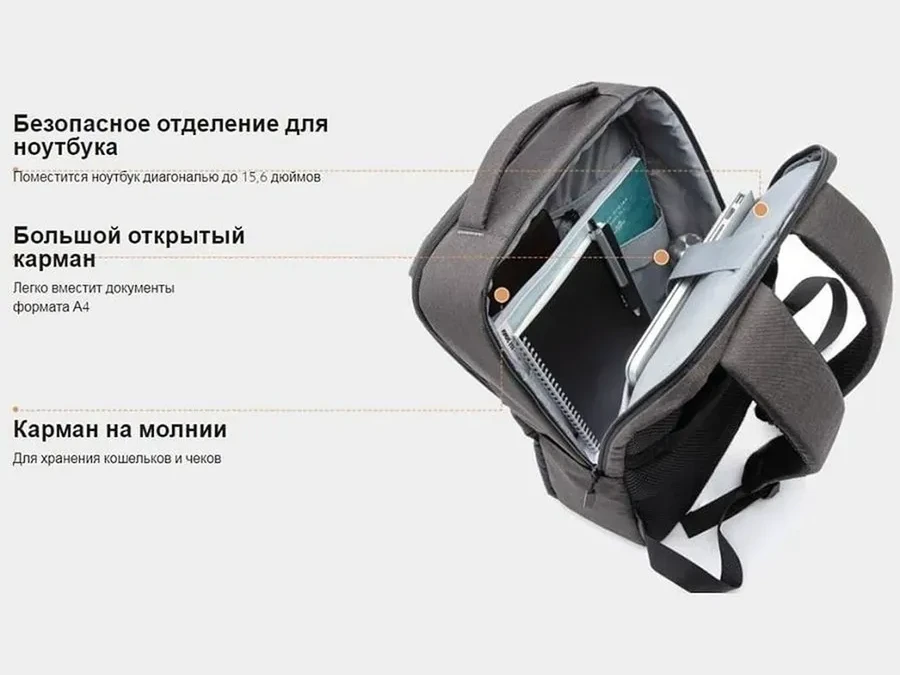 Рюкзак Xiaomi Mi Commuter Backpack, 21л, серый — 3