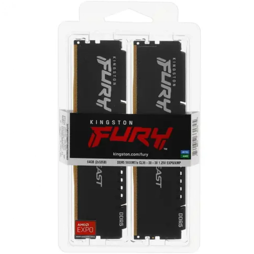 ОЗУ Kingston FURY Beast Black DDR5 64GB 2x32GB 5600MHz — 5