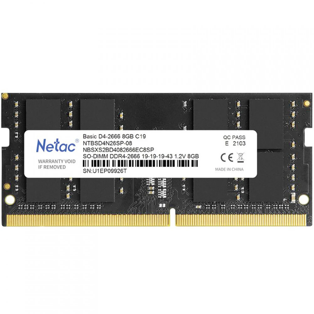 ОЗУ Netac Basic, 8GB DDR4-3200, SO-DIMM, ноутбук, CL22