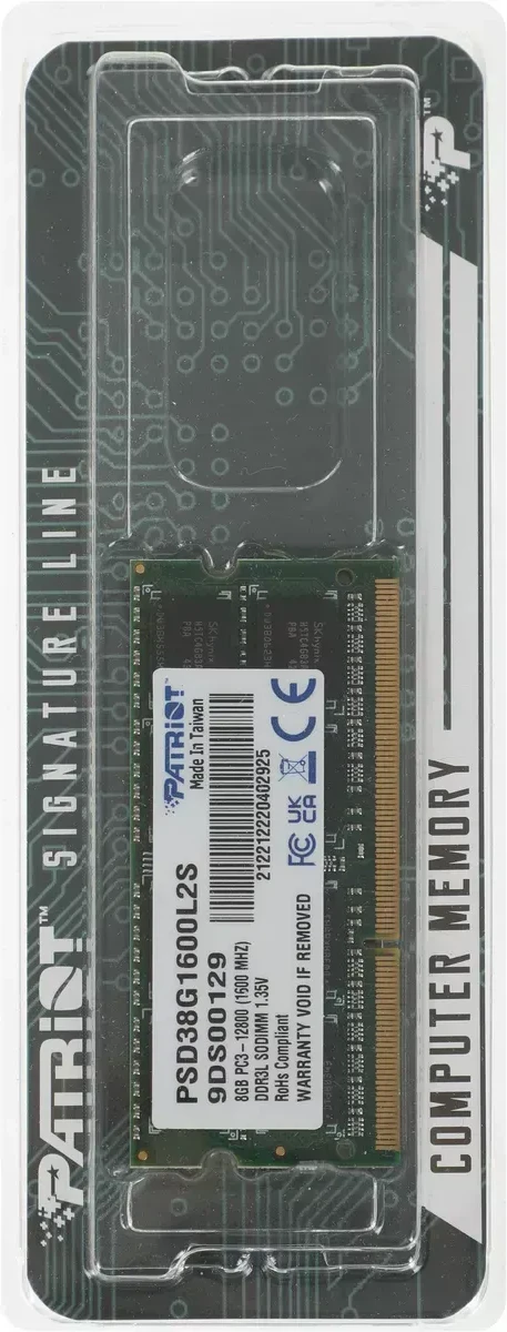 Модуль памяти Patriot DDR3, 8GB, SO-DIMM, 1600MHz — 4