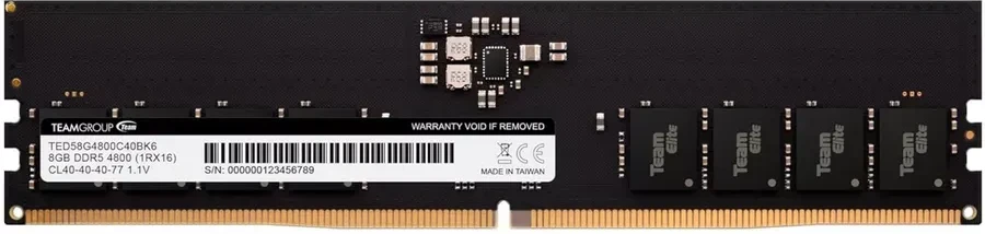 ОЗУ Team Group ELITE, 8GB, DDR5, 4800MHz, CL40 — 4