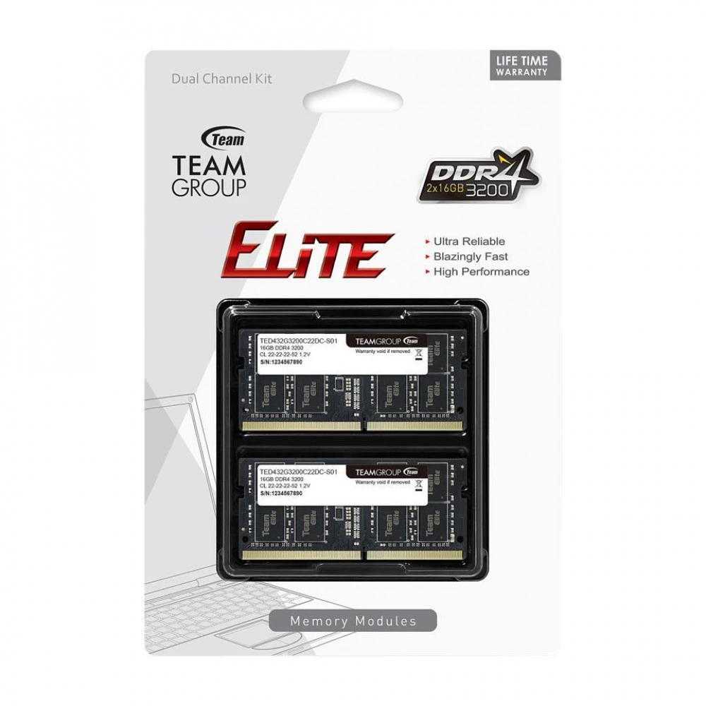 ОЗУ для ноутбука Team Group ELITE DDR4 32GB 3200MHz (2x16GB) — 2