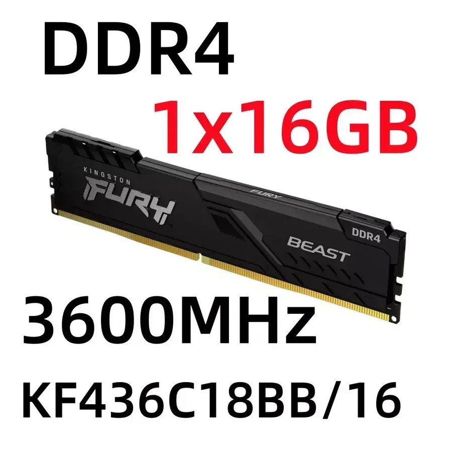 ОЗУ Kingston FURY Beast 16GB DDR4-3600, черная