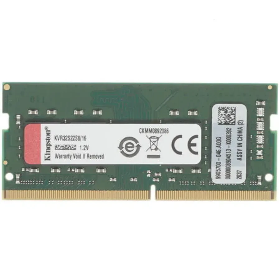 ОЗУ Kingston KVR32S22S8, 16GB DDR4-3200, SO-DIMM, ноутбук