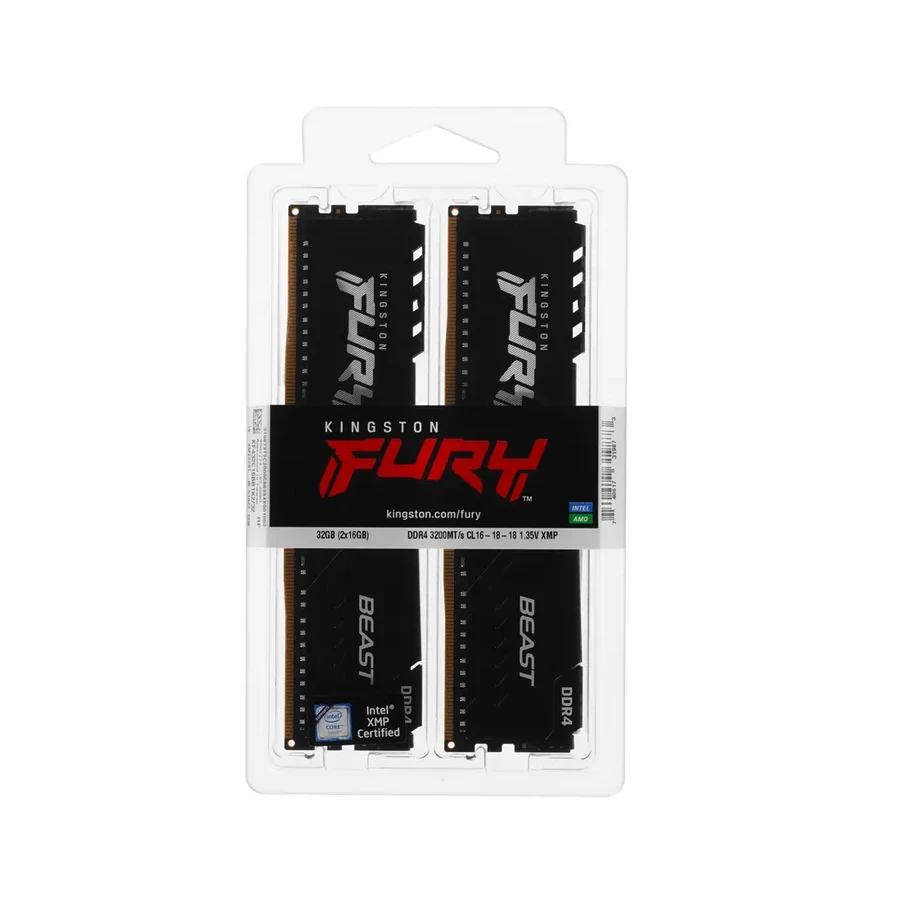ОЗУ Kingston Fury Beast, 32GB (2x16GB) DDR4-3200, DIMM — 5