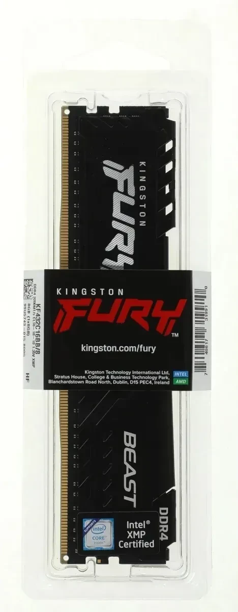 Оперативная память Kingston FURY Beast DDR4 8GB 3200MT/s, черная — 4