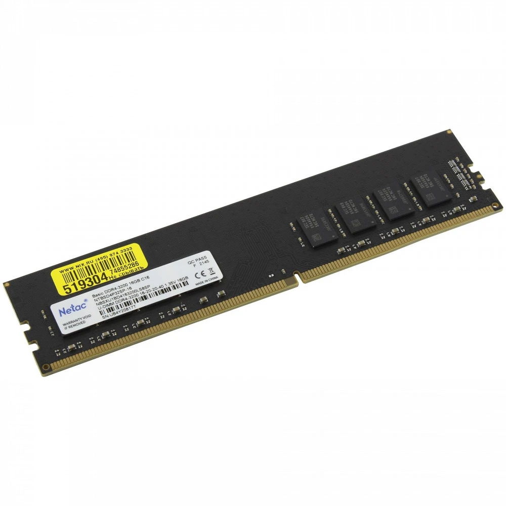 Оперативная память Netac Basic DDR4 DIMM, 16GB, 3200MHz — 5