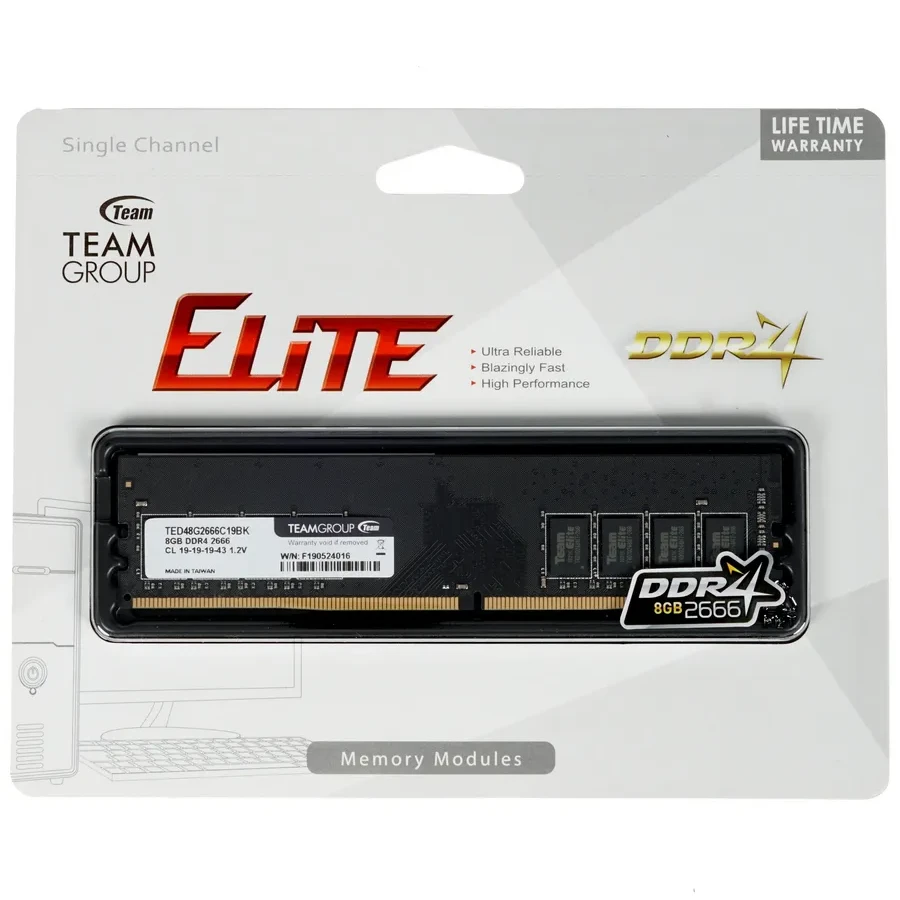 Оперативная память 8GB DDR4 2666MHz Team Group ELITE — 2