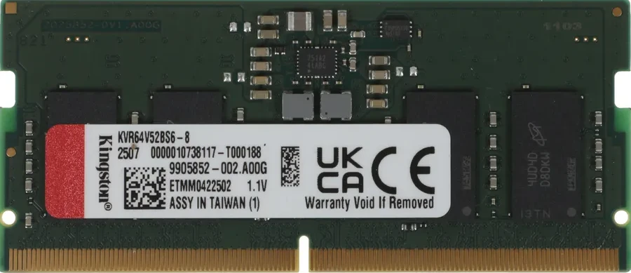 ОЗУ Kingston DDR5 8GB 6400MHz CL52 SODIMM