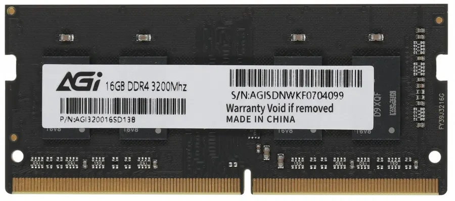 Модуль памяти для ноутбука AGI SO DIMM DDR4, 16Gb, 3200MHz, CL22, 1.2v, AGI320016SD138-ST ОЕМ (BULK) — 2