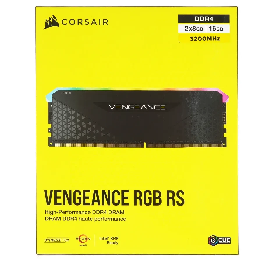 Оперативная память CORSAIR DDR4, 3200MHz 16GB 2x8GB Dimm, 16-20-20-38, XMP 2.0, Vengeance RGB RS, RGB LED, Black PCB, 1.35V, for AMD Ryzen & Intel — 5
