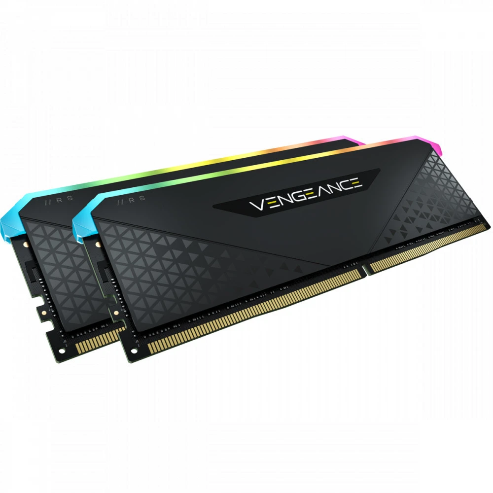 Оперативная память CORSAIR DDR4, 3200MHz 32GB 2x16GB Dimm, 16-20-20-38, XMP 2.0, Vengeance RGB RS Heatspreader, RGB LED, Black PCB, 1.35V, for AMD Ryzen & Intel XMP — 2