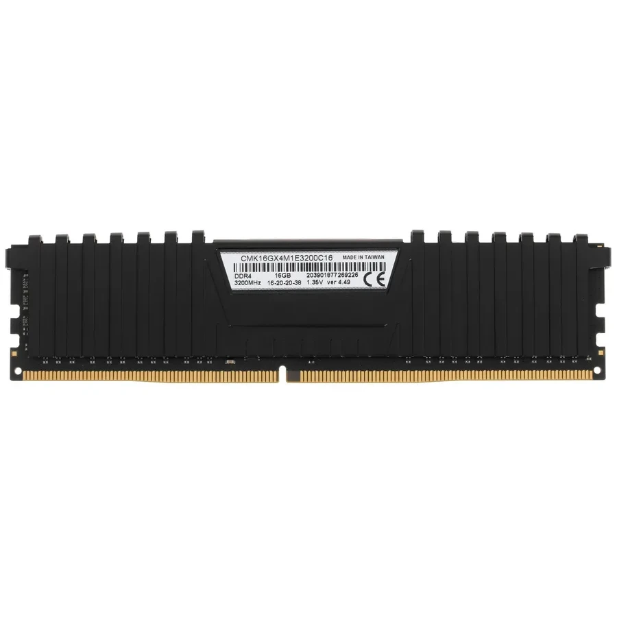 Оперативная память CORSAIR DDR4, 3200MHz 16GB 1x16GB Dimm, Unbuffered, Dual Rank, 16-20-20-38, XMP 2.0, Vengeance LPX black Heatspreader, Black PCB, 1.35V — 2