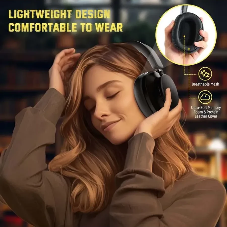 Наушники Attack Shark G500 Black, Bluetooth 5.3/3.5mm, 40mm Driver, 210g, ANC, Hi-Res