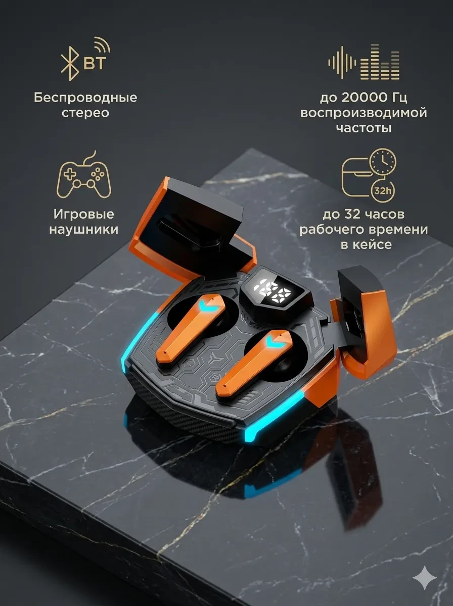 Наушники CANYON headset Doublebee GTWS-2 Gaming Orange