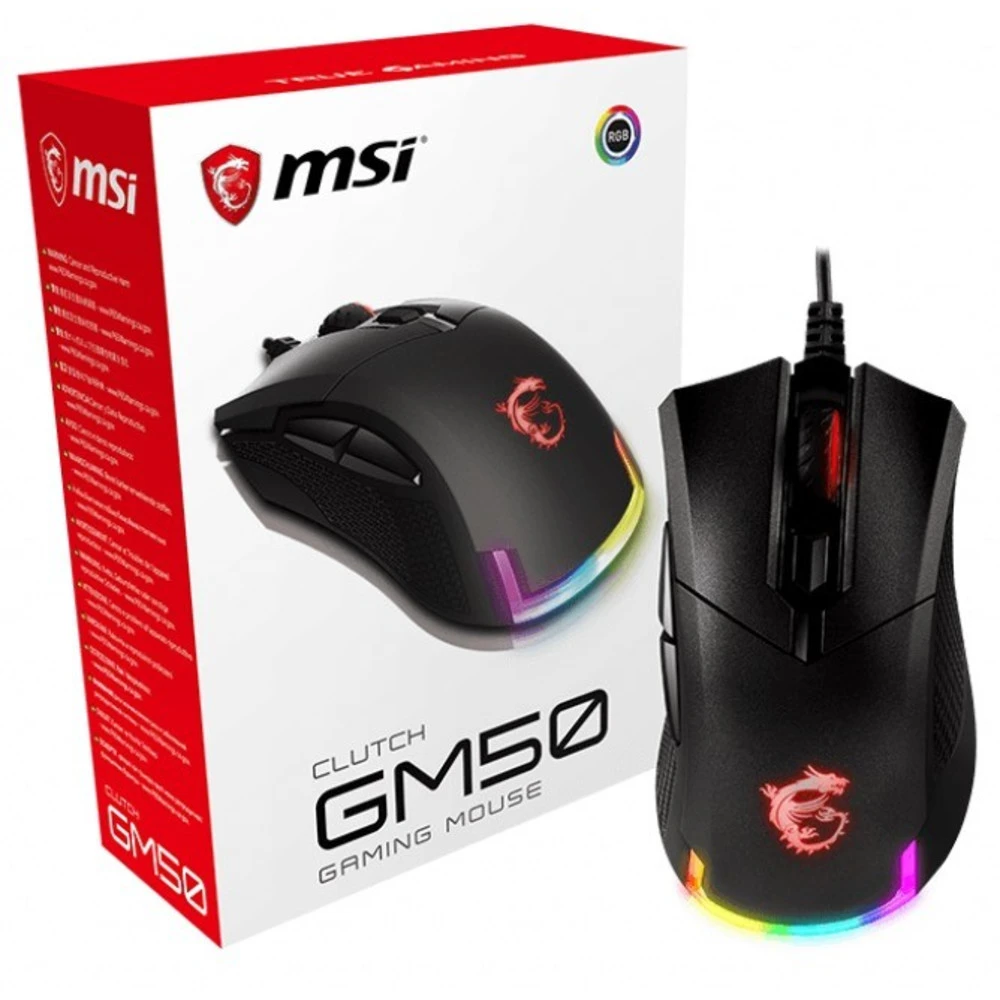 Мышь MSI Clutch GM50, 87г, RGB, USB, Black