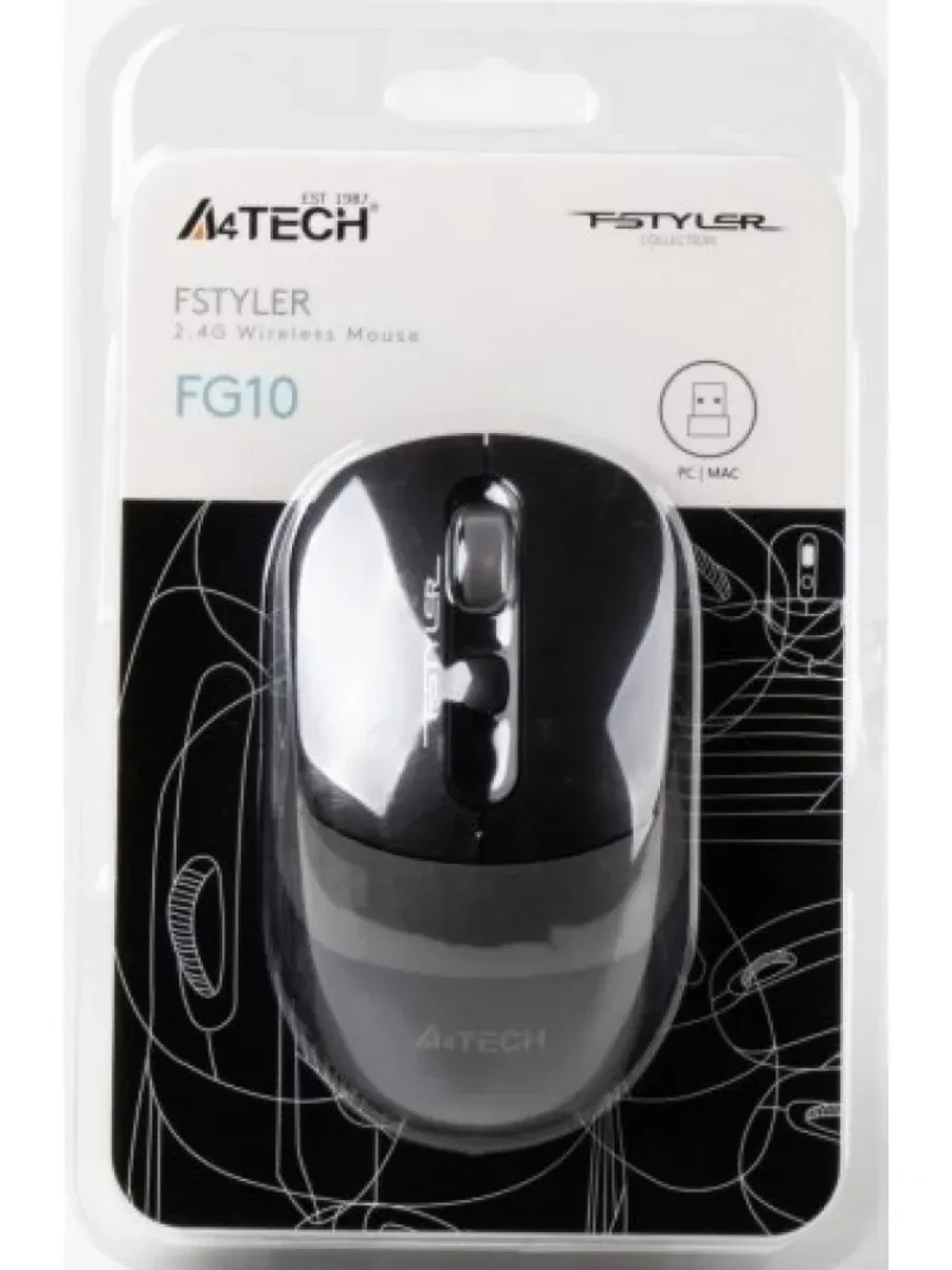 Мышь A4tech Fstyler FG10, 2.4GHz, серая — 5