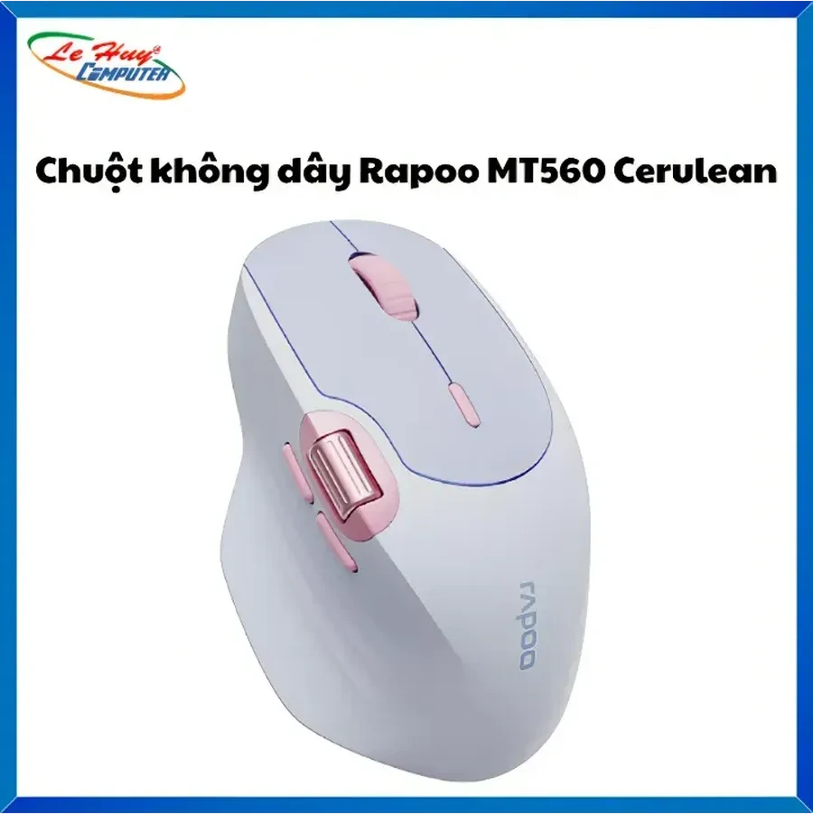 Мышь Rapoo MT560, 4000dpi, Bluetooth 5.0, 2.4 ГГц, лазурная — 2