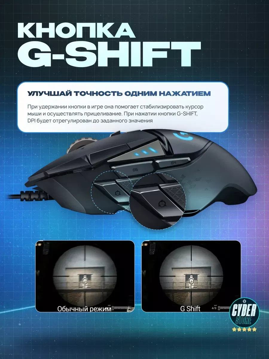 Мышь Logitech G502 HERO, 25600 DPI — 5