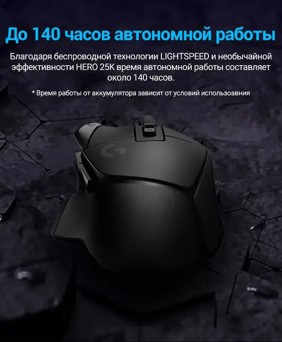 Мышь Logitech G502 X LIGHTSPEED, беспроводная, белая — 3