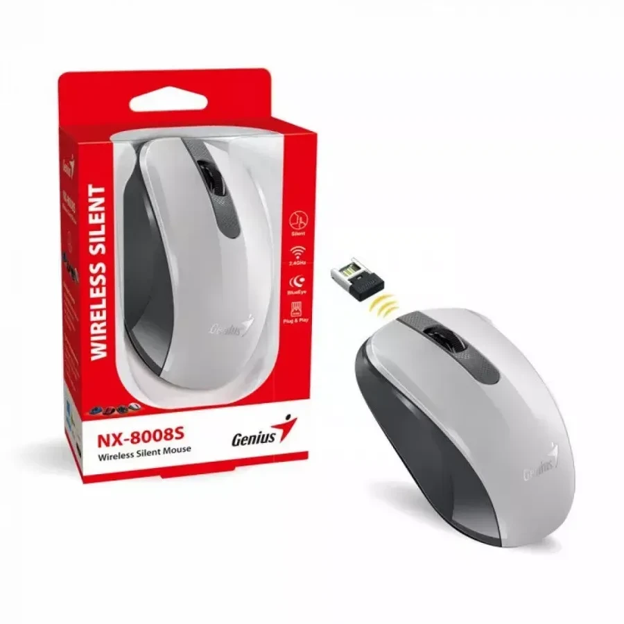 Мышь Genius NX-8008S, белая с серым — 3