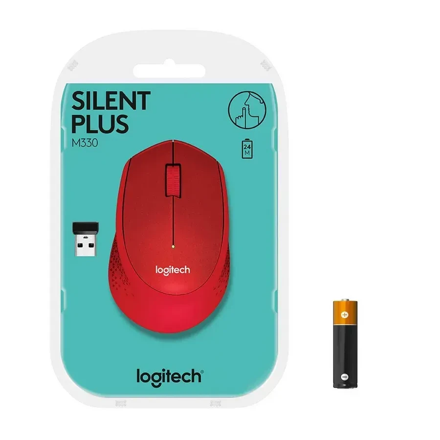 Мышь Logitech M330 Silent Plus, беспроводная, красная — 2