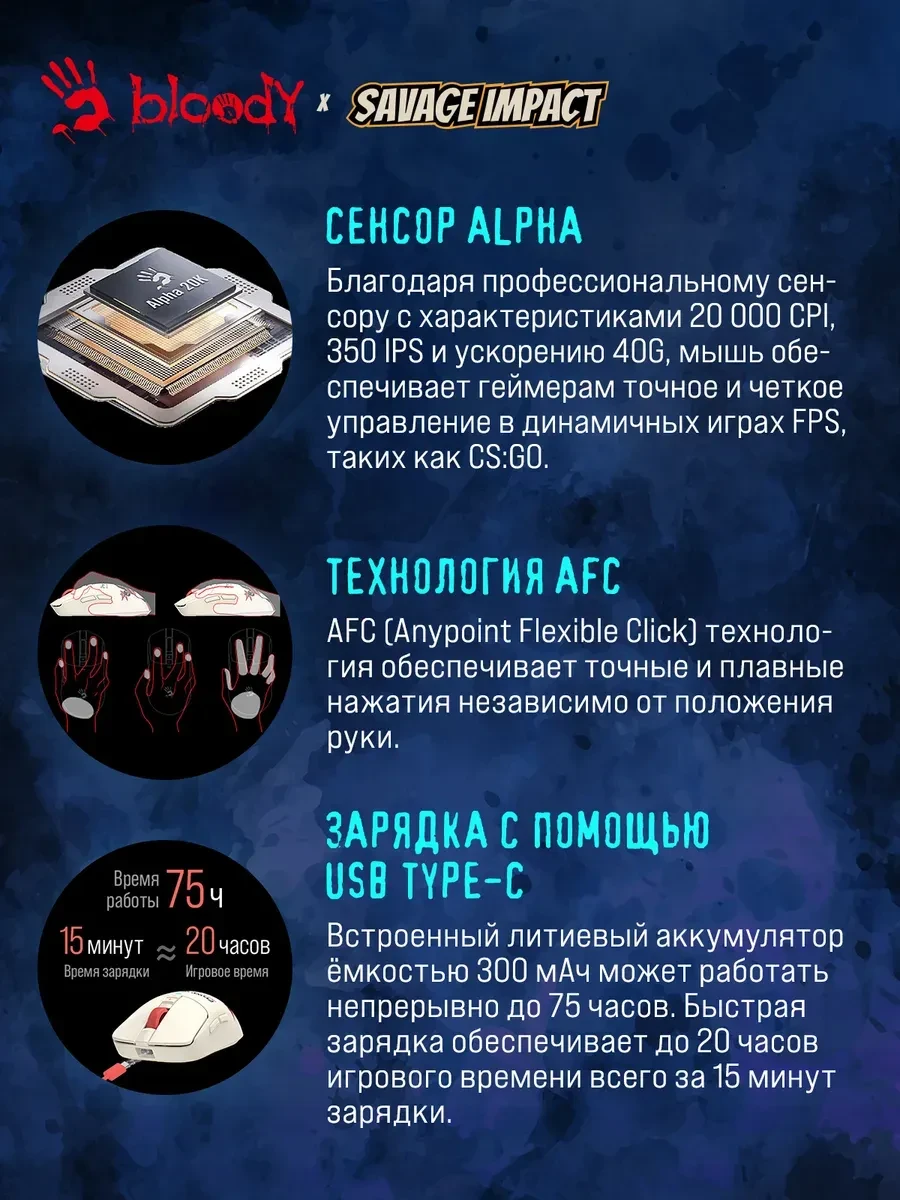 Беспроводная игровая мышь Bloody R72 Ultra Proxy Boom — 4